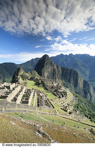 Inka-Ruinen in Morgen Licht  Machu Picchu  UNESCO Weltkulturerbe  Urubamba Provinz  Peru  Südamerika