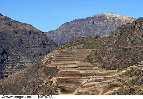 Inka-Terrassen  Heiliges Tal  Valle Sagrado  Pisac  Provinz Cusco  Peru  Südamerika