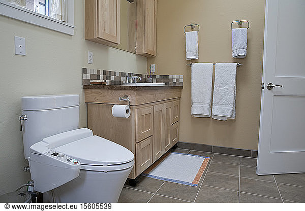 Inneneinrichtung eines Badezimmers in einer barrierefreien Wohnung