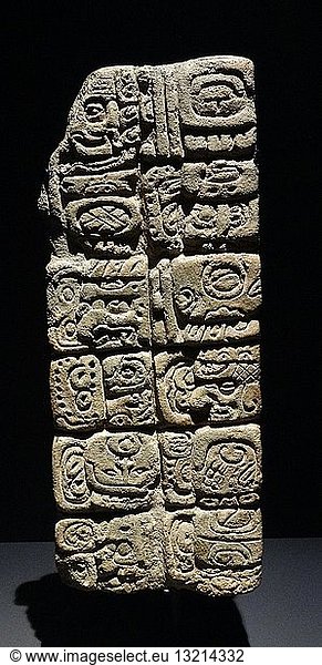 Inscribed ornamental Mayan brick from Comalcalco  Tabasco  Mexico. 652 AD.
