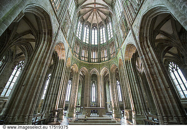 inside the cathedral of Mont Saint Michel