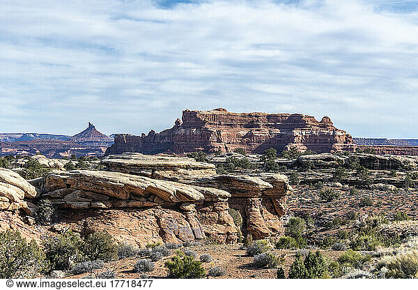 Interesting Geology of the Canyonlands National Park Utah. Island in the Sky in the background; Moab Utah United States of America
