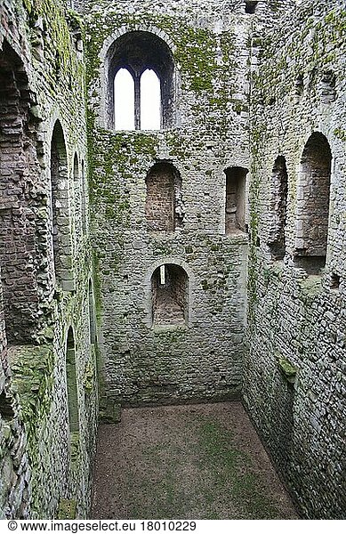 Interieur eines zerstörten Burgfrieds aus dem 12. Jahrhundert  Castle Rising Castle  Castle Rising  Norfolk  England  Oktober