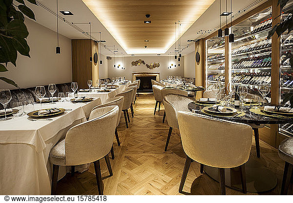 Interior of a fancy restaurant