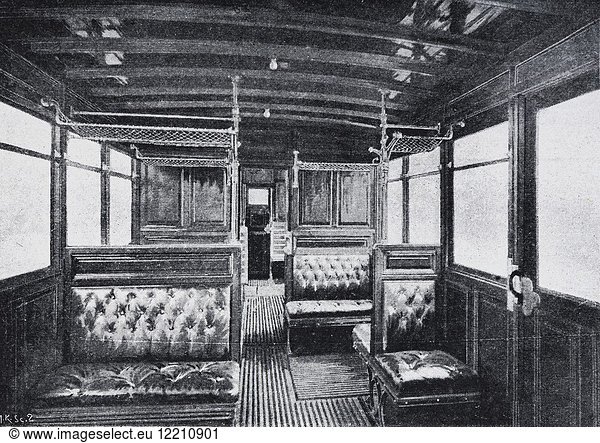Interior of a First and Second class subway car  Paris  Picture from the French weekly newspaper l'Illustration  14th July 1900.