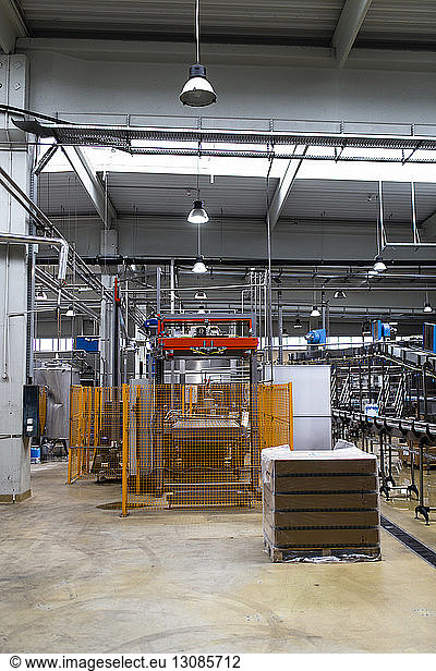 Interior of factory with food processing plants