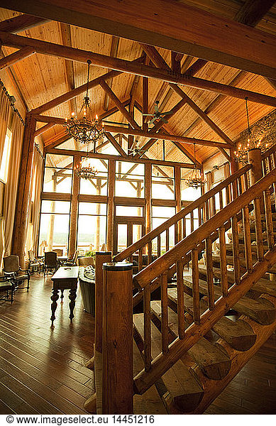 Interior of Large Wooden Lodge