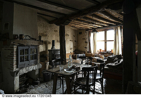Interior of rustic house