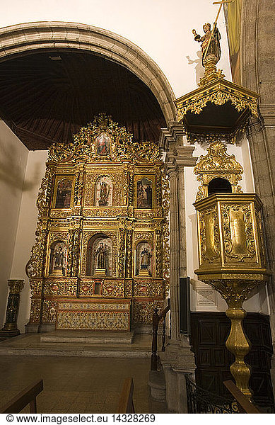 Interior of San Francisco church  side chapel and the pulpit; Las Palmas; Gran Canaria; Canary Islands; Spain  Europe