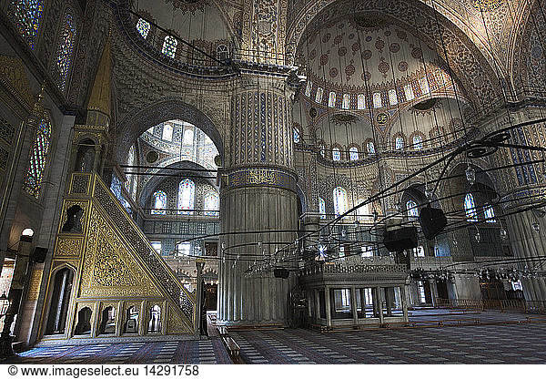Interior of the Blue Mosque  Istanbul  Turkey  Europe