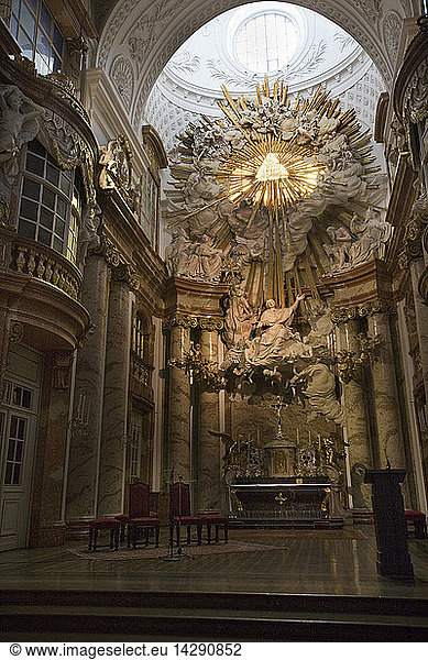 Interior of the church Karlskirche  main altar  Vienna  Austria  Europe