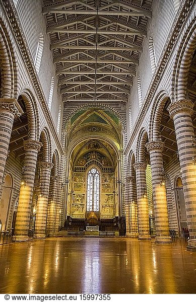 Interior of The Duomo di Orvieto is a large 14th century Roman Catholic cathedral situated in the town of Orvieto in Umbria  central Italy on February 6  2017.