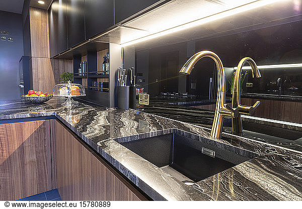 Interior of the kitchen in a luxurious property  London  UK