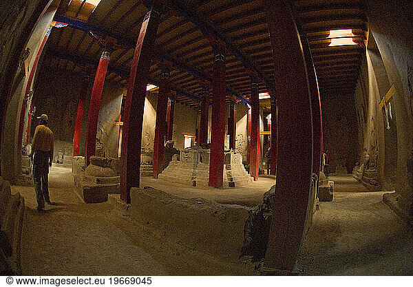 Interior of Tholing Gompa in Tibet