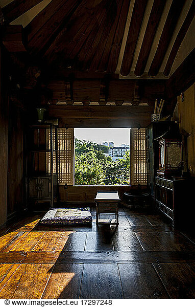 interior of traditional Korean house at Hanok open air museum in Seoul