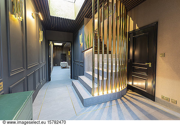 Interior view of the hallway in a luxurious property  London  UK