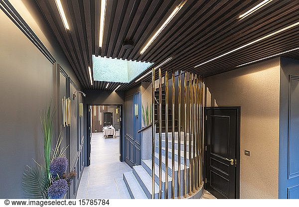 Interior view of the hallway in a luxurious property  London  UK