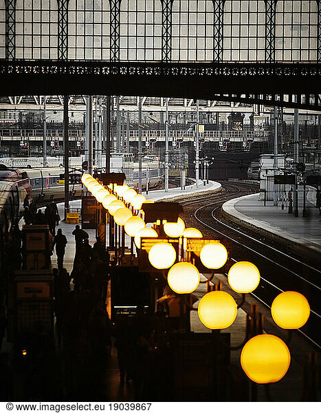 Interior view of the Paris Nord railway station.