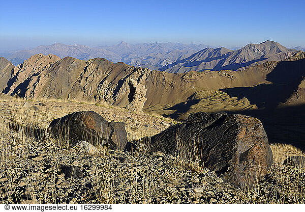 Iran  Mazandaran Province  Alborz Mountains  Takht-e Suleyman Massif  view towards Damavand