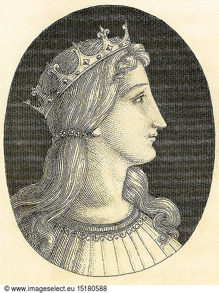 Irene von Athen (?)  Kaiserin des Byzantinischen Reiches  Kupferstich aus Strahlheim  um 1840
