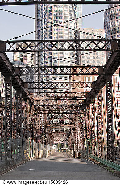 Iron footbridge in a city  Northern Avenue Bridge  Fort Point Channel  Boston  Massachusetts  USA