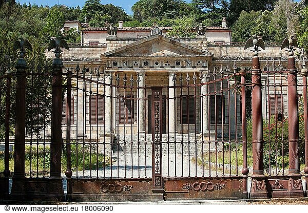Iron Gate  Main Entrance of Napoleon's Residence  Columned Portal  Villa San Martino  Portoferraio  Elba  Tuscany  Italy  Europe