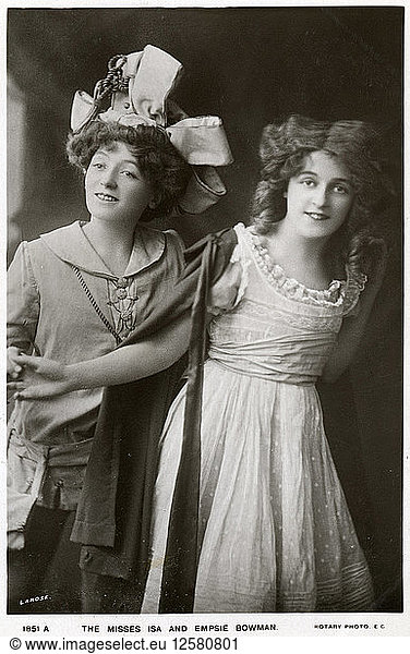 Isa and Empsie Bowman  British actresses  c1900s(?). Artist: Unknown