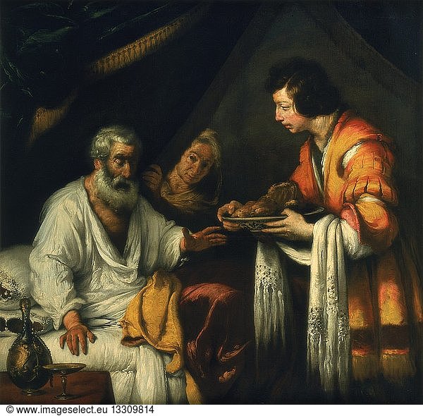 Isaac Blessing Jacob' Isaac Blessing Jacob', oil on canvas. Painting by ...