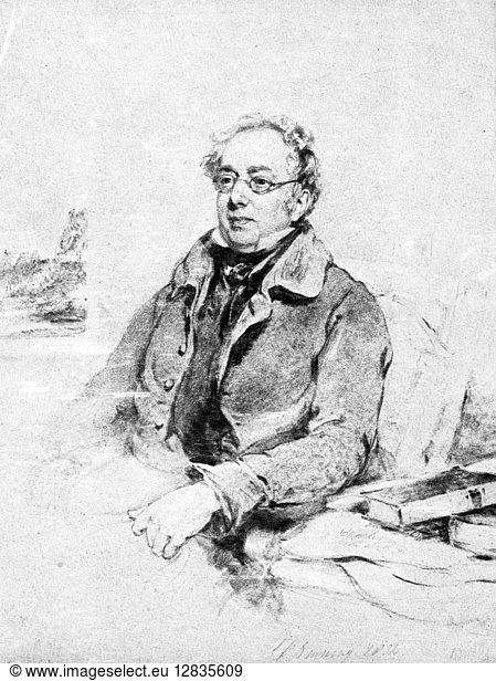 ISAAC D'ISRAELI (1766-1848). English man of letters  and father of Benjamin Disraeli. Drawing  1834  by Stephen Poyntz Denning (1795-1864).