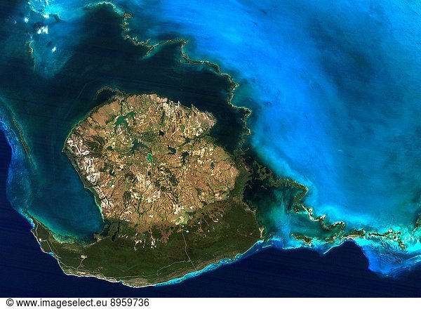 Isla De La Juventud  Cuba  True Colour Satellite Image. Satellite image of the Isla de la Juventud  in the Canarreos archipelago  close to the Island of Cuba. Image taken on 31 January 1987 using LANDSAT data.