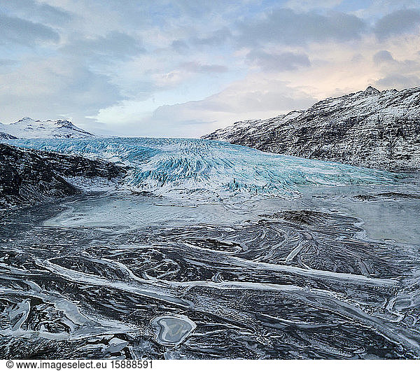 Island  Gefrorene Landschaft des Flaajokull-Gletschers