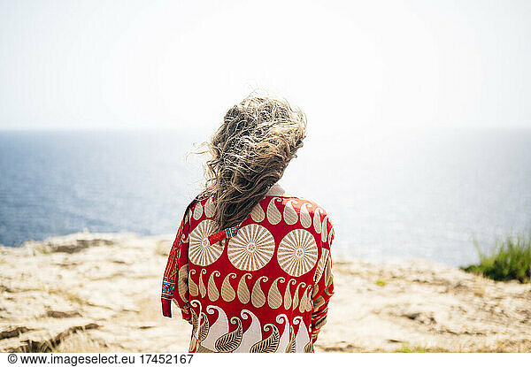 Isolated woman outdoors on Formentera island Spain