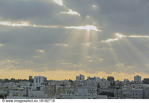 Israel  Bat Yam  Residential district at cloudy sunrise