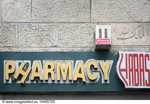 Israel  Jerusalem  sign Pharmacy