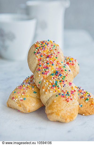 Italian cookies with colourful sprinkles