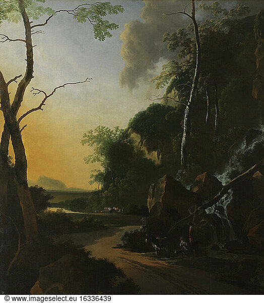 Italian landscape with crab fishers