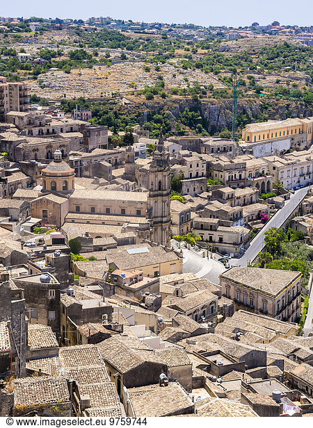 Italien,  Sizilien,  Modica,  Blick auf die Stadt von oben