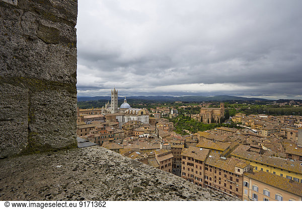 Italien,  Toskana,  Siena,  Blick von Torre del Mangia auf die Kathedrale von Siena