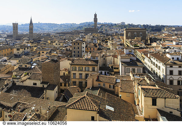 Italien  Toskana  Florenz  Stadtansicht und Palazzo Vecchio