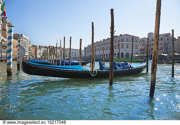 Italy,  Venice,  Canal Grande near Rialto Bridge