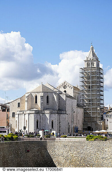Italy  Apulia  Barletta  Cathedral of Santa Maria Maggiore with bell tower under renovation