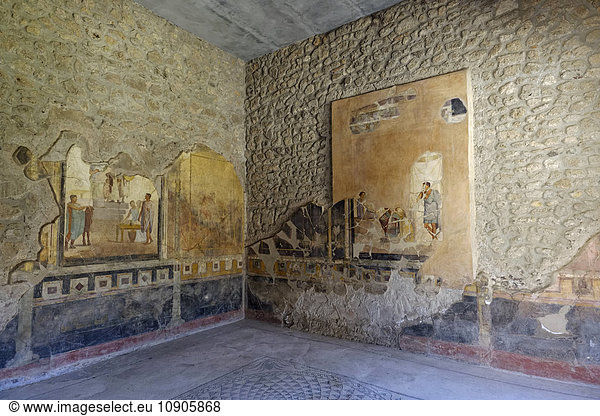 Italy  Campania  Pompeii  residential house  room with old roman fresco
