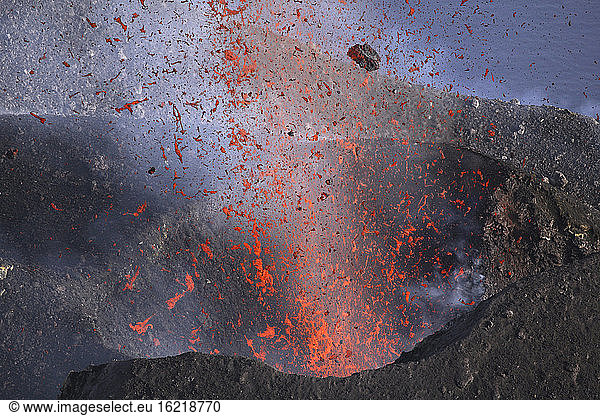 Italy  Eruption of Stromboli Volcano