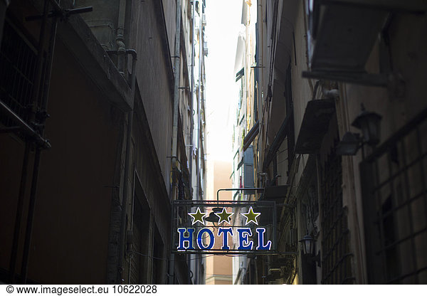 Italy  Genoa  hotel in a narrow passsageway