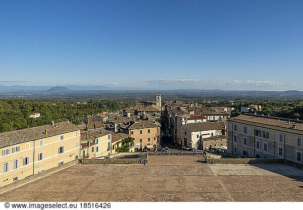 Italy  Lazio  Caprarola  View from terrace of Villa Farnese overlooking surrounding houses