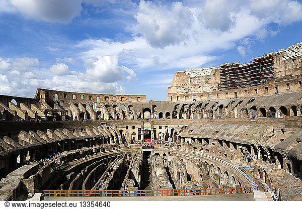 ITALY Lazio Rome The interior of the Colosseum with viewing tourists