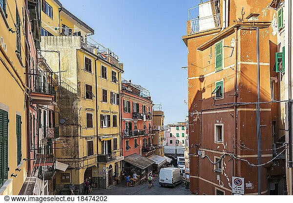 Italy  Liguria  Riomaggiore  Street in historic town