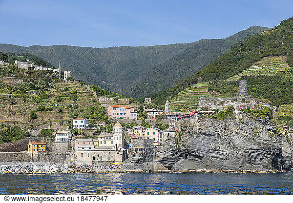 Italy  Liguria  Vernazza  Coastal village along Cinque Terre