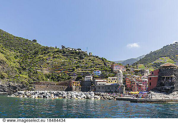 Italy  Liguria  Vernazza  Coastal village along Cinque Terre
