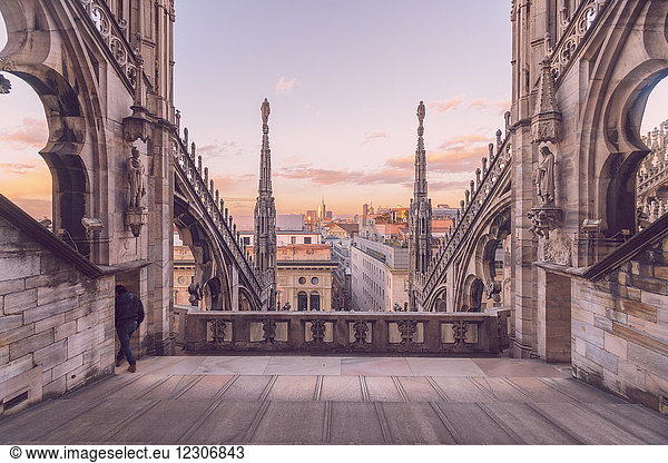 Italy  Lombardy  Milan  Milan Cathedral at sunset